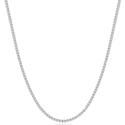 Pompeii3 8Ct TW Diamond Tennis Necklace 4-Prong 14k White Gold 16" Lab Created