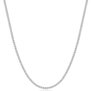 Pompeii3 8Ct TW Diamond Tennis Necklace 4-Prong 14k White Gold 16" Lab Created - 1 of 4