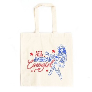 City Creek Prints All American Cowgirl Canvas Tote Bag - 15x16 - Natural - 1 of 2