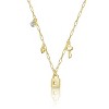 Guili 14k Yellow Gold Charm Pendant Necklace, Lock, Heart, Key & Gemstone, Whimsical Chic for Everyday Elegance and Symbolic Celebrations - 2 of 2