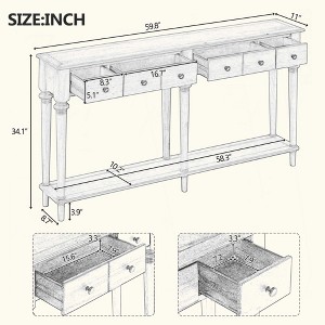 KIGFTSOD Entryway Table with 4 Drawers, Retro Console Table with Open Shelf for Entryways, Living Rooms, and Hallways - 1 of 4