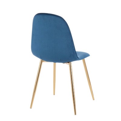 Blue Velvet and Gold Steel Upholstered Side Chair Set