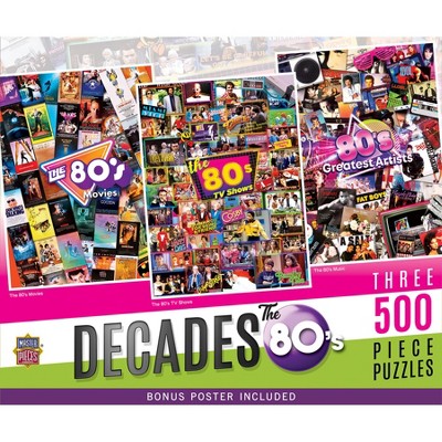 MasterPieces Puzzle Bundle - The 80's 3-Pack 500 Piece Jigsaw Puzzles