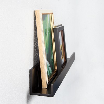 Sleek Black 24" Modern Floating Wall Shelf Set - 2 Pack
