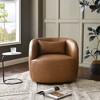 KINWELL 34" Wide Swivel Faux Leather Armchair Upholstered PU Leather Accent Chairs - 3 of 4