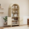 Okak Arched Display Cabinet, Storage Cabinet with 2 Doors and 3 Shelves, Freestanding Cabinet for Living Room, Bedroom and Office, Natural - 3 of 4
