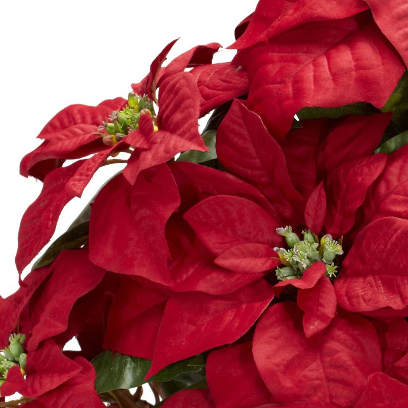 Poinsettia with Decorative Planter Silk Arrangement - Nearly Natural, 5 of 7