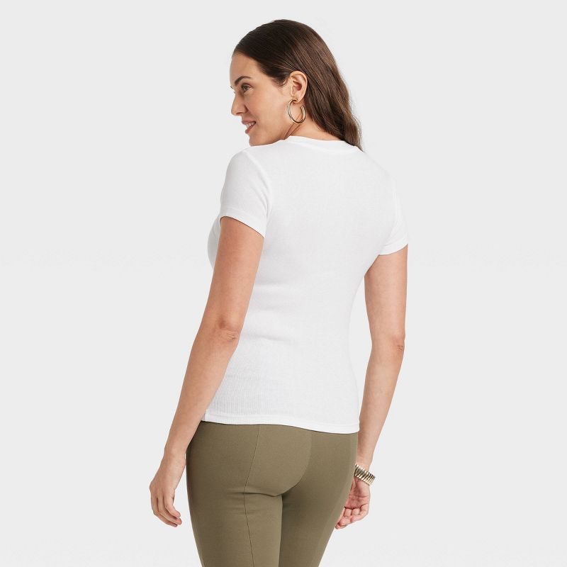  Women's Slim Fit Short Sleeve Ribbed T-Shirt - A New Day™, 2 of 10
