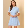 Allegra K Women's Summer Ruffle Neck Lace Panel Short Sleeve Check Gingham Dress - 3 of 4