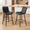 Kumasinova Modern PU Leather Bar Stools Set of 2,Counter Height Swivel Chairs with Metal Legs,Kitchen & Dining Room Chairs for Office,Bar - 2 of 4