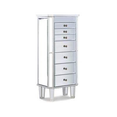 Aislin Jewelry Armoire Mirror Silver, Armoire Mirror Jewelry Boxes