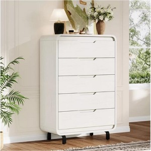 Nasitip 5-Drawer Dresser, Wooden Chest of Drawers with Anti-Tip Kit, Rounded Corners & Metal Legs for Home Office - 1 of 4