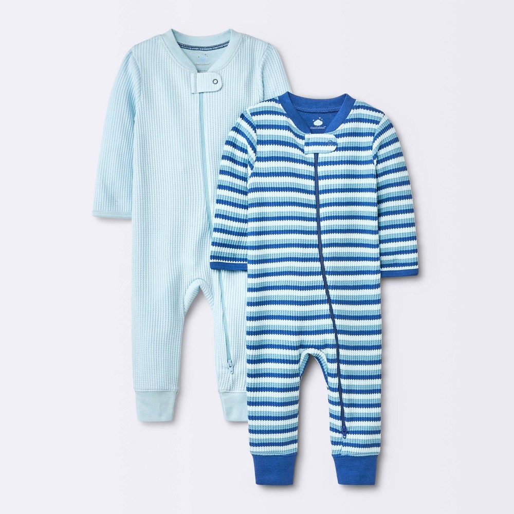 Baby 2pc Waffle Romper - Cloud Island™ Blue 6-9M