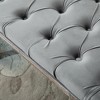 HOMCOM Sitting Bench Tufted Upholstered Fabric Ottoman with Rubberwood Legs for Living Room, Bedroom, Hallway, Grey - image 4 of 4