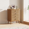 4 Drawer Dresser with Sliding Door, Mid Century Modern Nightstand & Side Table, Multi-Functional Storage Chest, Natural - 4 of 4