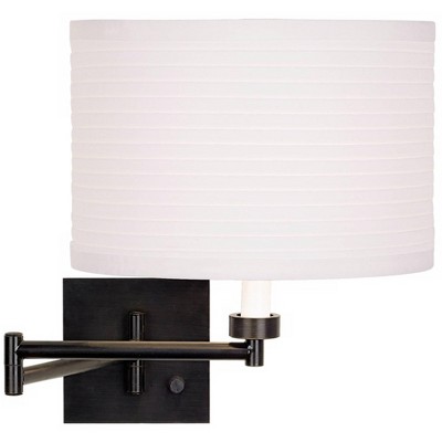 Dimmable White Horizontal Pleat Shade Bronze Plug-In Swing Arm