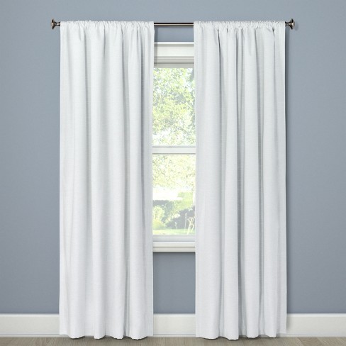 Crisp White Merrow Stitch Organic Cotton Blackout Window Curtain Panel  52x108