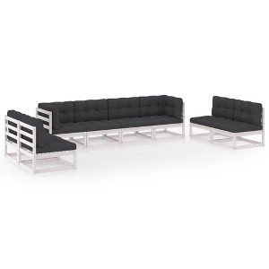 vidaXL 8 Piece Patio Lounge Set with Cushions Solid Pinewood - White - 1 of 4