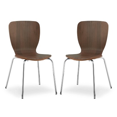 Set of 2 Tia Dining Chair Walnut - Poly & Bark