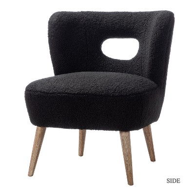 Black Velvet Barrel Accent Chair with Manufactured Wood Legs