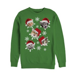 Women's Lost Gods Ugly Christmas Cat Snowflakes Sweatshirt - 1 of 3