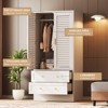 65" Wardrobe Armoire Closet with 2 Shutter Doors and 2 Drawers, Bedroom Armoire with Hanging Rod, Large Capacity Storage Freestanding Wooden - 4 of 4