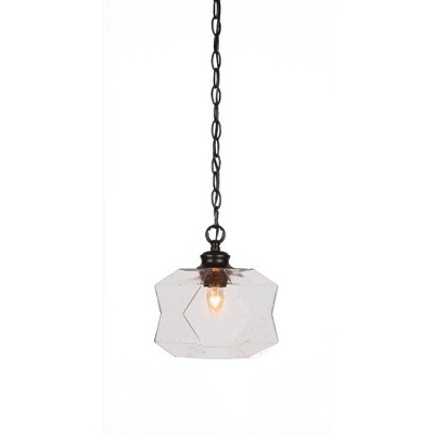 Toltec Lighting Rocklin 1 - Light Pendant in  Matte Black with 8.75" Clear Bubble Shade