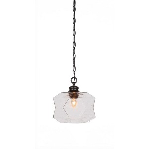 Toltec Lighting Rocklin 1 - Light Pendant in  Matte Black with 8.75" Clear Bubble Shade - 1 of 1