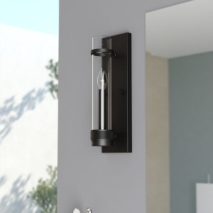 VAXCEL Bari 1 Light Contemporary Wall Sconce with Clear Cylinder Glass - 1 of 4