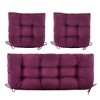 ARTPLAN 3 Pieces Outdoor Chair Cushions Clearance with Ties,44x19x5 Inches,1 Love seat &2 U-Shape Tufted Patio Bench Cushions for Outdoor Furniture - 3 of 4