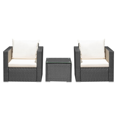 Tangkula 3PCS Rattan Patio Conversation Furniture Set Outdoor Sofa Set w/ Cushions - image 1 of 4