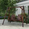 Resenkos 2-Seat Swing Chair With Table, Wooden Porch Swing Stand, Garden Poolside Backyard Relaxation, Carbonized Wood - 3 of 4
