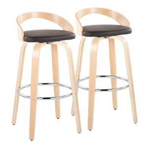 LumiSource Set of 2 30" Grotto Swivel Barstools Natural/Brown - 1 of 4