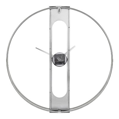22" Silver Metal Numberless Modern Wall Clock