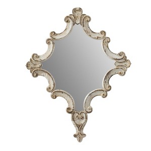 SEVOBAL Bathroom Vanity Mirrors Artistic White Diamond Scrollwork Mirror Versatile Hanging Options Multi-Purpose, White, 23.4"*1.2"*29.9" - 1 of 4