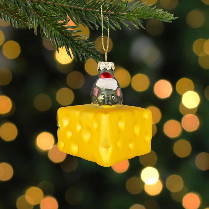 Northlight 3.25" Mouse with Cheese Glass Christmas Ornament, 2 of 6