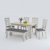 VECELO 6-Piece Wooden Dining Table Set, Dining Table with 4 Armless Upholstered Dining Chairs & Bench for Kitchen, Rubber Wood Legs, Gray - 2 of 4