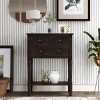 24'' W x 31'' H Vintage Wood Console Table with Drawer and Open Shelf – Narrow Entryway Table for Hallway, Living Room or Foyer - Maison Boucle - 2 of 4