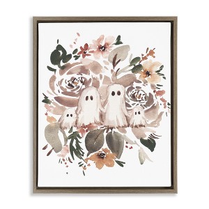 Stupell Industries Little Ghosts with Botanicals Floating Frame Canvas Art - 1 of 4