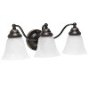 3 Light Curved Metal and Alabaster White Glass Shade Vanity Wall Light Fixture - Lalia Home - 2 of 4