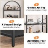 Homhougo Arched Bookshelf 5 Tier Tall Bookcase Modern Standing Bookshelves Metal Storage Rack Shelf Wood Book Shelf for Bedroom, Living Room, Black - 4 of 4