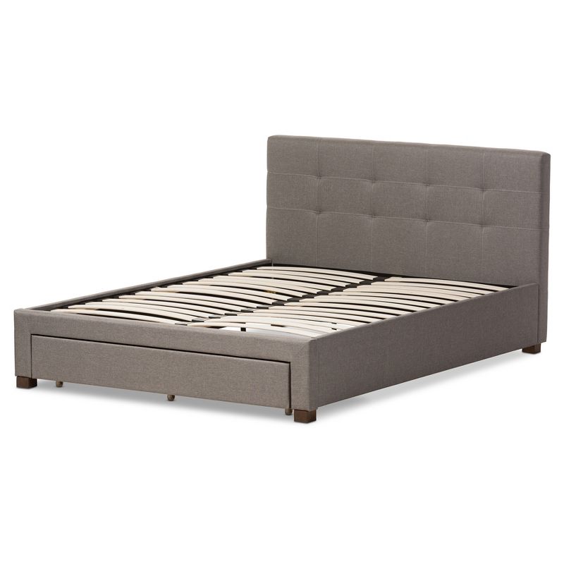 Brandy Modern and Contemporary Fabric Upholstered Platform Bed with Storage Drawer - Baxton Studio, 6 of 10