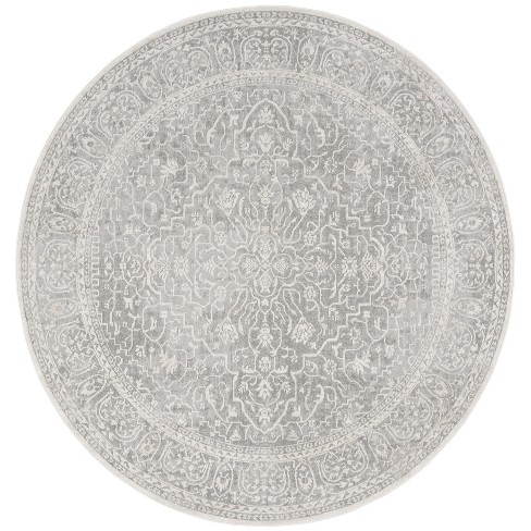 Reflection Rft670 Power Loomed Area Rug - Light Grey/cream - 8' Round ...