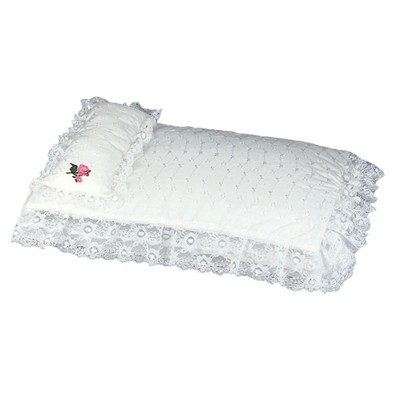 White Eyelet Comforter Set for Doll Crib with Pink Rose Appliqué