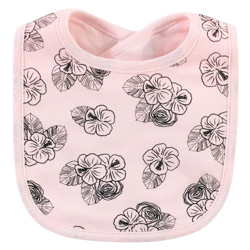 Hudson Baby Infant Girl Cotton Bib and Headband Set 5pk, Painted Flamingo, One Size, 4 of 8