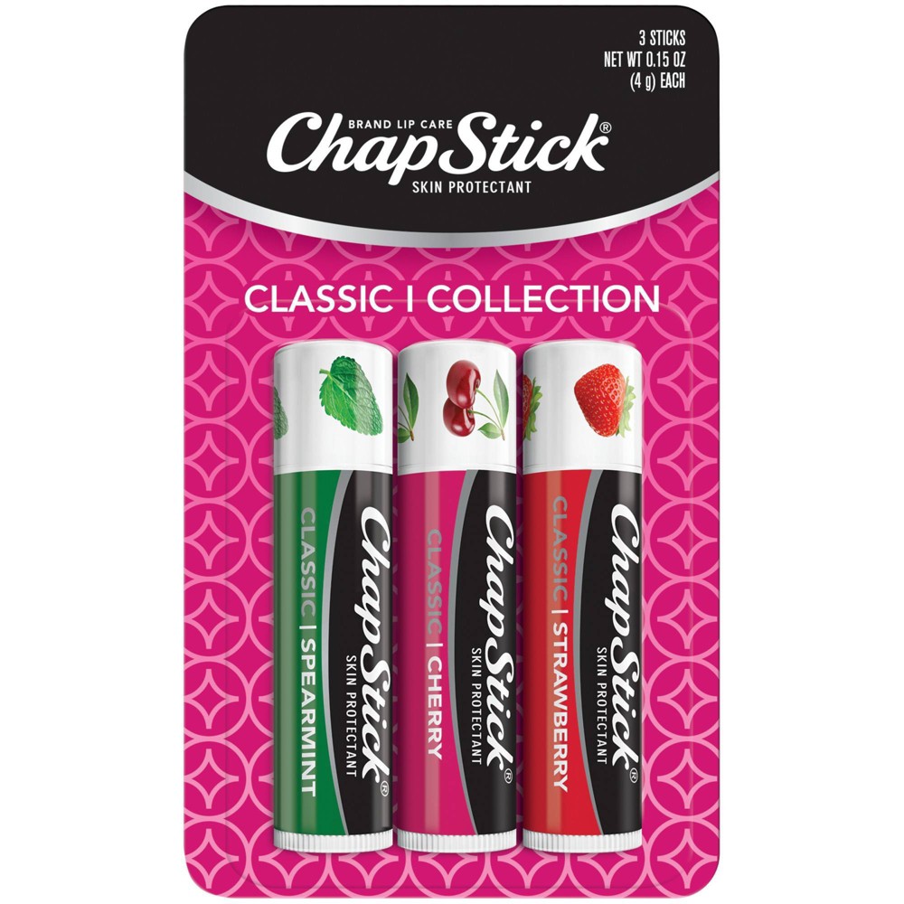 Photos - Cream / Lotion ChapStick Classic Variety Pack Lip Balm - Cherry, Strawberry, & Spearmint 