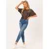 INSPIRE CHIC Women's Regular Fit Round Neck Short Sleeve Party Clubwear Blouses - 4 of 4