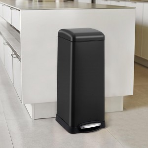 8-Gallon Foot-Operated Kitchen Trash Can, Stainless Steel Square Trash Can with Soft-Close Lid, Removable Inner Bin, Suitable for Home, Bathroom - 1 of 4