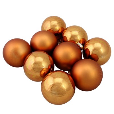 Northlight 9pc Shiny and Matte Glass Ball Christmas Ornament Set 2.5" - Copper