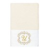 Linum Home Textiles 100% Turkish Cotton MONICA Gold Thread 2PC Embellished Hand Towel Set - 2 of 3